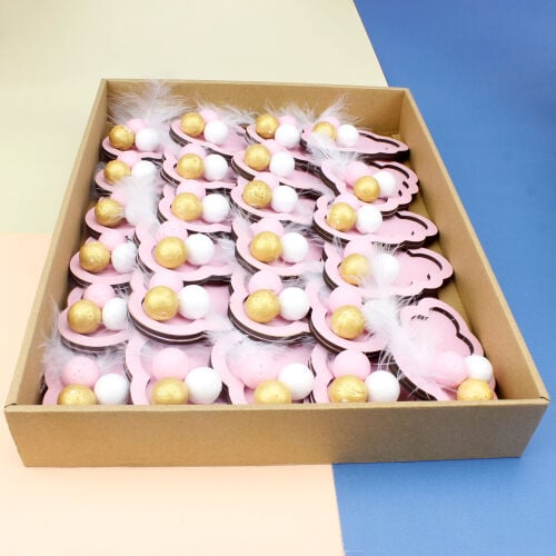 Bulut Magnet Pembe 25'li Paket - Kare Dekor (1)