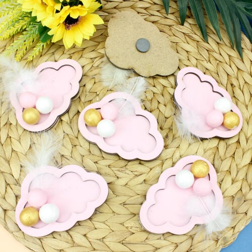Bulut Magnet Pembe 25'li Paket - Kare Dekor