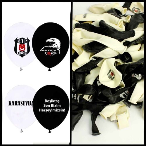 Büyük Boy 12 İnch Lisanslı Beşiktaş Balon - 1