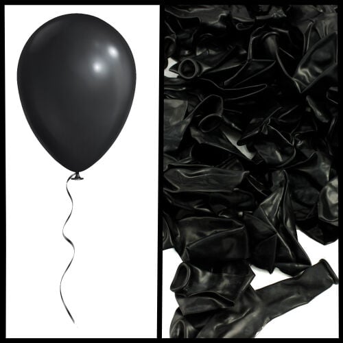 Büyük Boy 12 İnch Metalik Balon Siyah Renk - 1