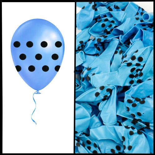 Büyük Boy 12 İnch Puantiyeli Balon Mavi - 1