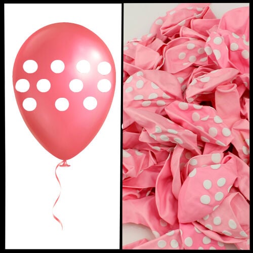 Büyük Boy 12 İnch Puantiyeli Balon Pembe - 1