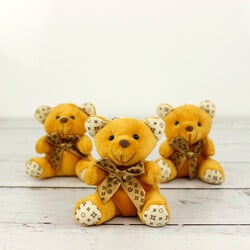 Büyük Boy Desenli Peluş Ayıcık Anahtarlık Koyu Kahverengi 12'li Paket - 1