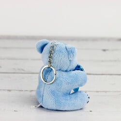 Büyük Boy Desenli Peluş Ayıcık Anahtarlık Mavi 12'li Paket - 3