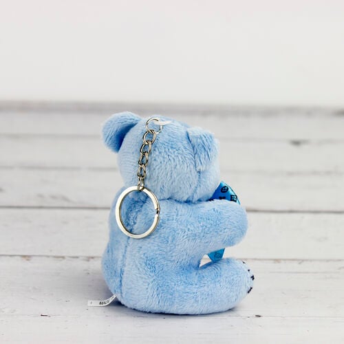 Büyük Boy Desenli Peluş Ayıcık Anahtarlık Mavi 12'li Paket - 3