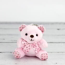 Büyük Boy Desenli Peluş Ayıcık Anahtarlık Pembe 12'li Paket - 2