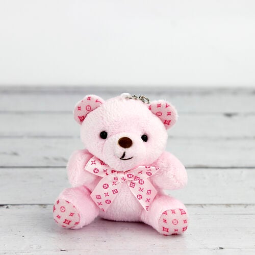 Büyük Boy Desenli Peluş Ayıcık Anahtarlık Pembe 12'li Paket - 2