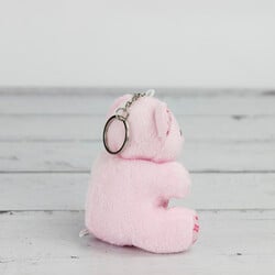 Büyük Boy Desenli Peluş Ayıcık Anahtarlık Pembe 12'li Paket - 3