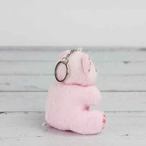 Büyük Boy Desenli Peluş Ayıcık Anahtarlık Pembe 12'li Paket - 3
