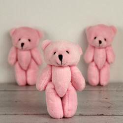 Büyük Boy Hareketli Peluş Ayıcık Anahtarlık Pembe 12'li Paket - 1