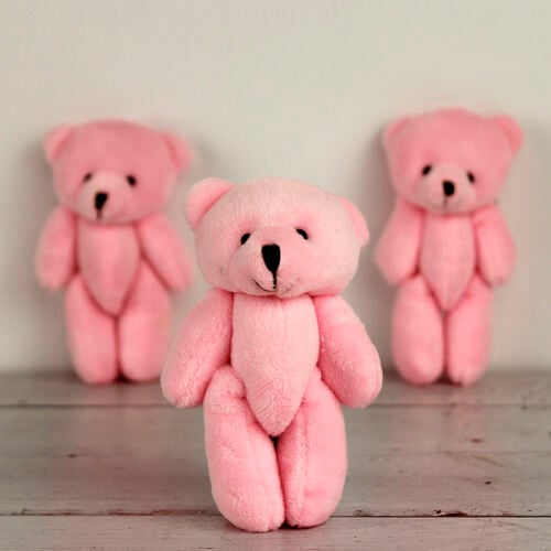 Büyük Boy Hareketli Peluş Ayıcık Anahtarlık Pembe 12'li Paket - 1