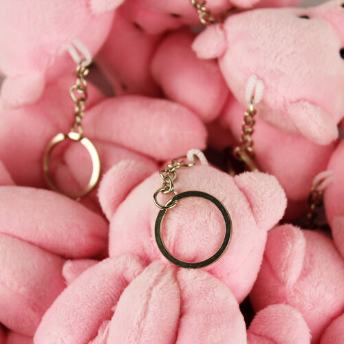 Büyük Boy Hareketli Peluş Ayıcık Anahtarlık Pembe 12'li Paket - 2