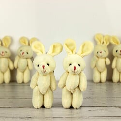 Büyük Boy Hareketli Peluş Tavşan Anahtarlık Beyaz 12'li Paket - 1