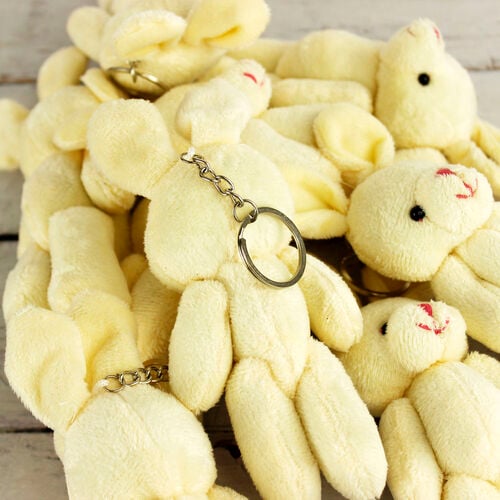 Büyük Boy Hareketli Peluş Tavşan Anahtarlık Beyaz 12'li Paket - 2