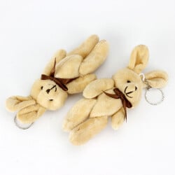 Büyük Boy Hareketli Peluş Tavşan Anahtarlık Kahverengi 12'li Paket - 2