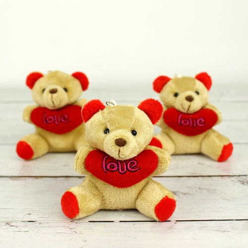 Büyük Boy Love Peluş Ayıcık Anahtarlık Kahverengi 12'li Paket - 1