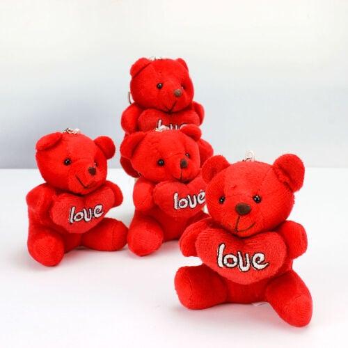 Büyük Boy Love Peluş Ayıcık Anahtarlık Kırmızı 12'li Paket - 1