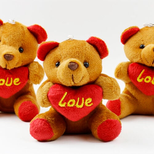 Büyük Boy Love Peluş Ayıcık Anahtarlık Koyu Kahverengi 12'li Paket - 1