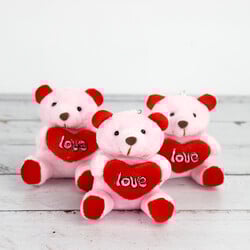 Büyük Boy Love Peluş Ayıcık Anahtarlık Pembe 12'li Paket - 1