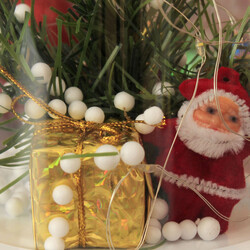 Büyük Boy Noel Baba Yılbaşı Çam Ağacı Işıklı Fanus Beyaz - 2
