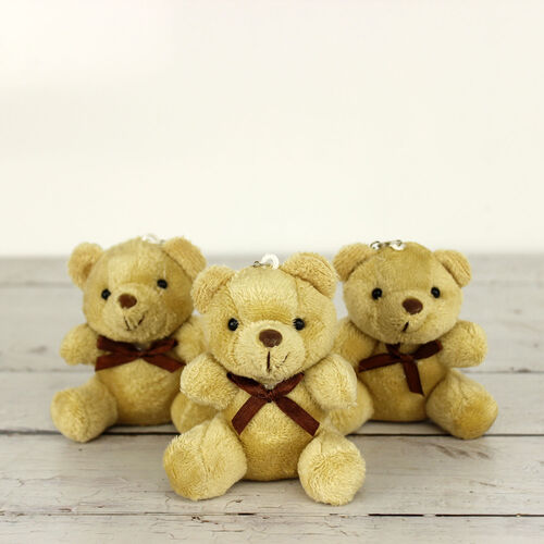 Büyük Boy Peluş Ayıcık Anahtarlık Kahverengi 12'li Paket - 1