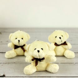 Büyük Boy Peluş Ayıcık Anahtarlık Krem 12'li Paket - 1