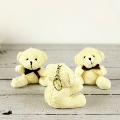 Büyük Boy Peluş Ayıcık Anahtarlık Krem 12'li Paket - 3