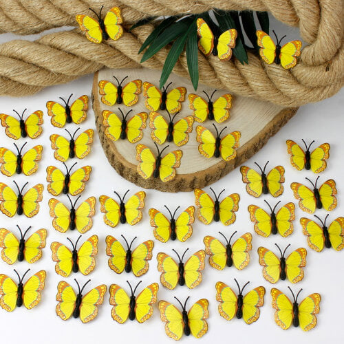 Büyük Boy Plastik Gövdeli PVC Kelebek Sarı 7CM 50’li Paket - Toptanalim (1)