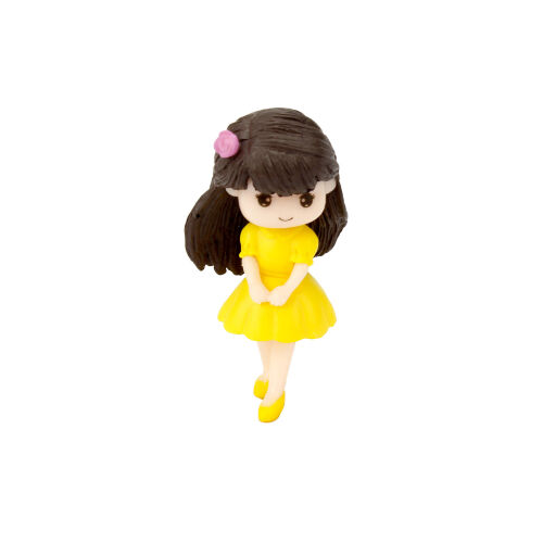 Büyük Boy Sarı Elbiseli Kız Plastik Teraryum Obje - 1