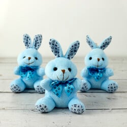 Büyük Boy Tavşan Peluş Anahtarlık Mavi 12'li Paket - 1