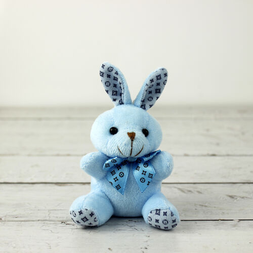 Büyük Boy Tavşan Peluş Anahtarlık Mavi 12'li Paket - 2