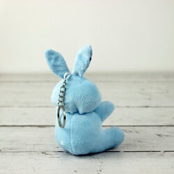 Büyük Boy Tavşan Peluş Anahtarlık Mavi 12'li Paket - 3