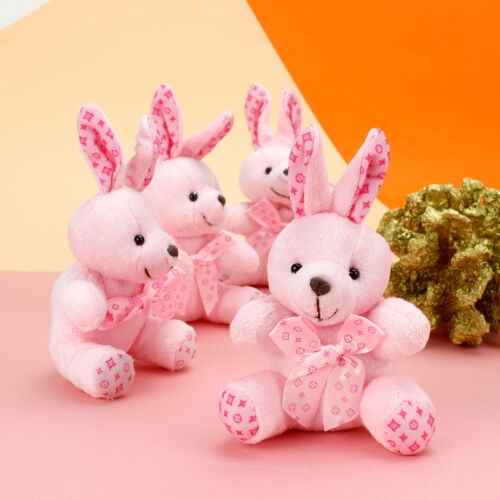Büyük Boy Tavşan Peluş Anahtarlık Pembe 12'li Paket - 1
