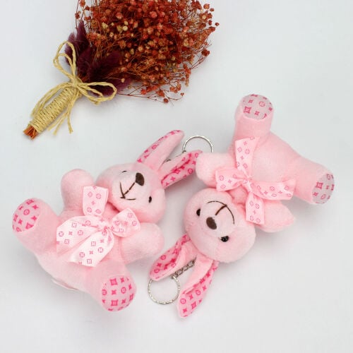 Büyük Boy Tavşan Peluş Anahtarlık Pembe 12'li Paket - 2