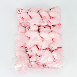 Büyük Boy Tavşan Peluş Anahtarlık Pembe 12'li Paket - 3