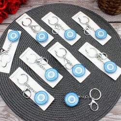 Cam Nazar Boncuğu Tasarım Anahtarlık 10 12'Li Paket - 1