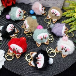 Çanlı Kedi Ponpon Anahtarlık 12'Li Paket - 2