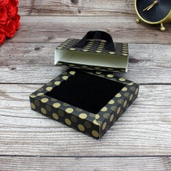 Çekmeceli Saplı Takı Kutusu Puantiyeli Siyah 12CM - 2