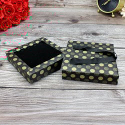 Çekmeceli Saplı Takı Kutusu Puantiyeli Siyah 12CM - 3