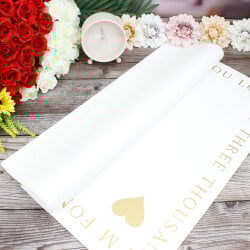 Çiçek Buket Ambalaj Kağıdı Beyaz Kalp Desen 20'li Paket - 1