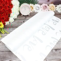 Çiçek Buket Ambalaj Kağıdı Beyaz Love Desen 20'li Paket - 1