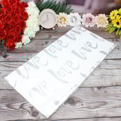 Çiçek Buket Ambalaj Kağıdı Beyaz Love Desen 20'li Paket - 3