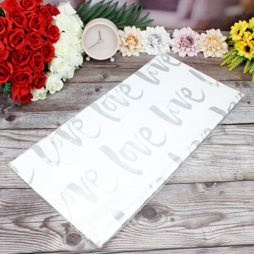 Çiçek Buket Ambalaj Kağıdı Beyaz Love Desen 20'li Paket - 3
