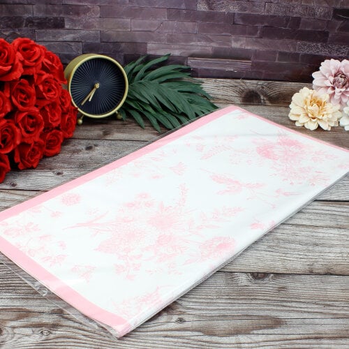 Çiçek Buket Ambalaj Kağıdı Beyaz Pembe Çiçek Desenli 20'li Paket - 3