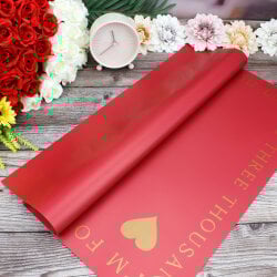 Çiçek Buket Ambalaj Kağıdı Bordo Kalp Desen 20'li Paket - 1