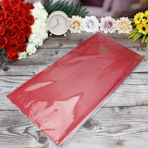 Çiçek Buket Ambalaj Kağıdı Bordo Kalp Desen 20'li Paket - 3