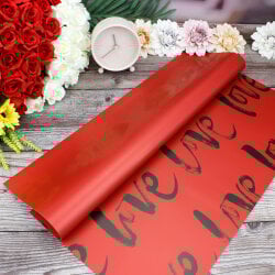 Çiçek Buket Ambalaj Kağıdı Bordo Love Desen 20'li Paket - 1