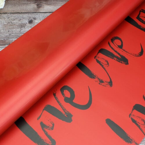 Çiçek Buket Ambalaj Kağıdı Bordo Love Desen 20'li Paket - Kare Dekor (1)