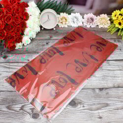 Çiçek Buket Ambalaj Kağıdı Bordo Love Desen 20'li Paket - 3