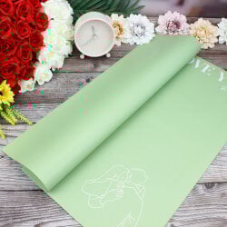 Çiçek Buket Ambalaj Kağıdı Love You Çift Model Yeşil 20'li Paket - 1